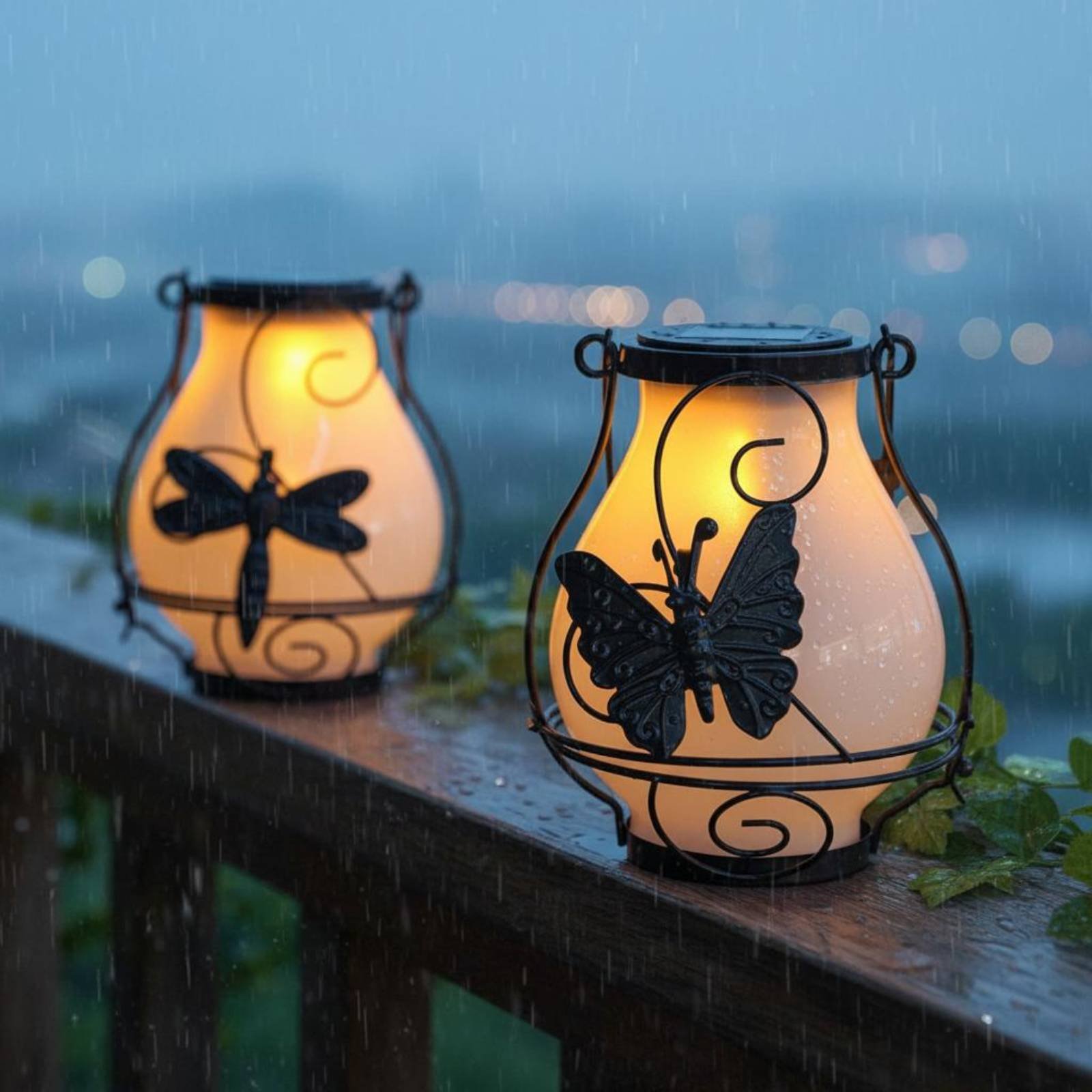 Outdoor Lighting Battery - Lanterna solare a forma di farfalla,