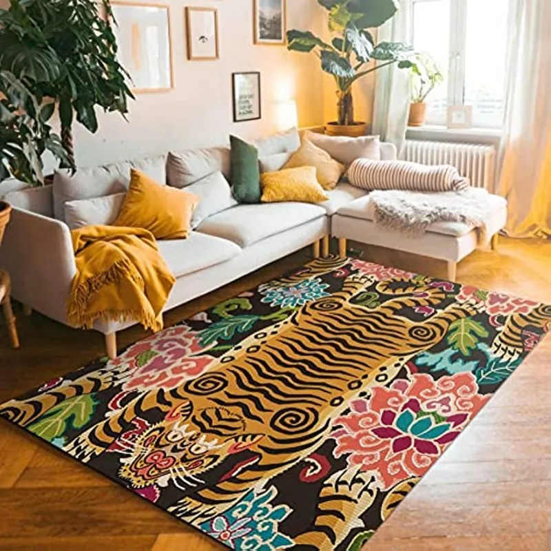 Outdoor Lighting Online - Tappeto Vintage con Decorazioni a Tigre